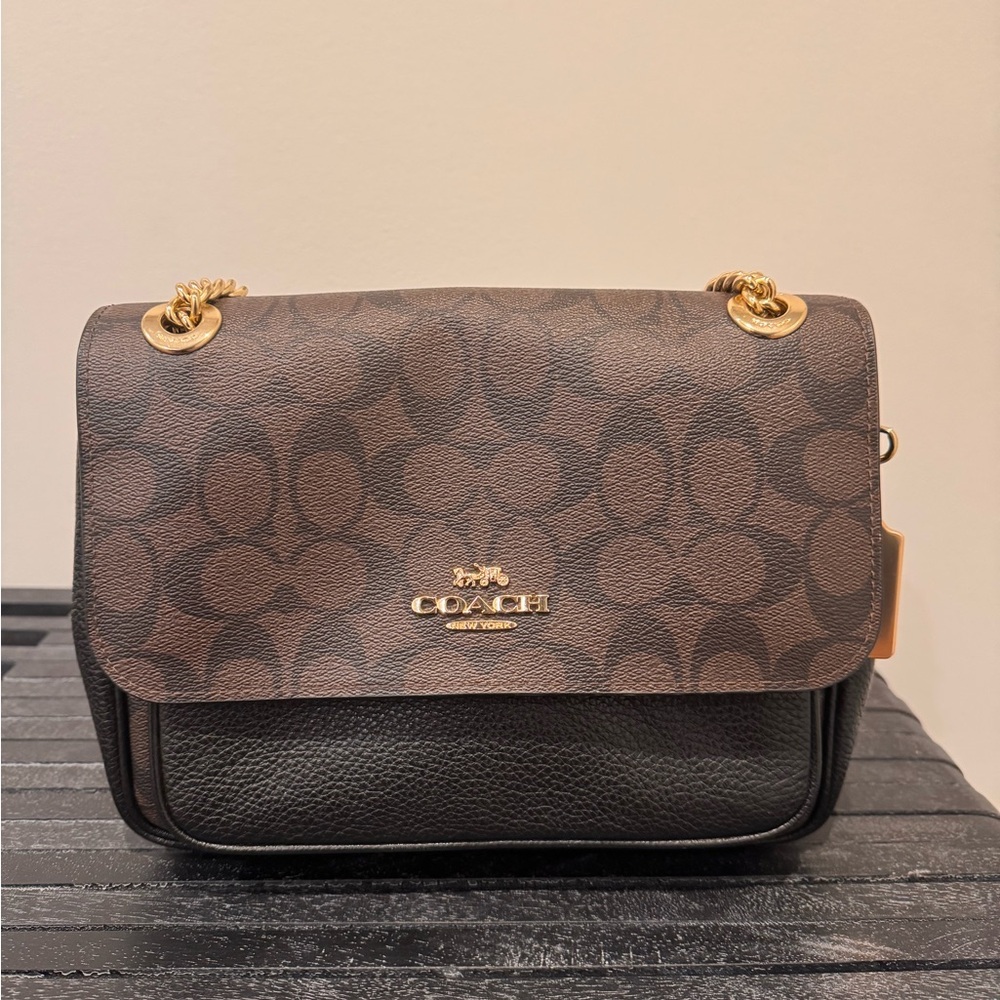 Coach Elodie - Black and Brown Pebble Leather Crossbody Bag - Picture 2 of 15